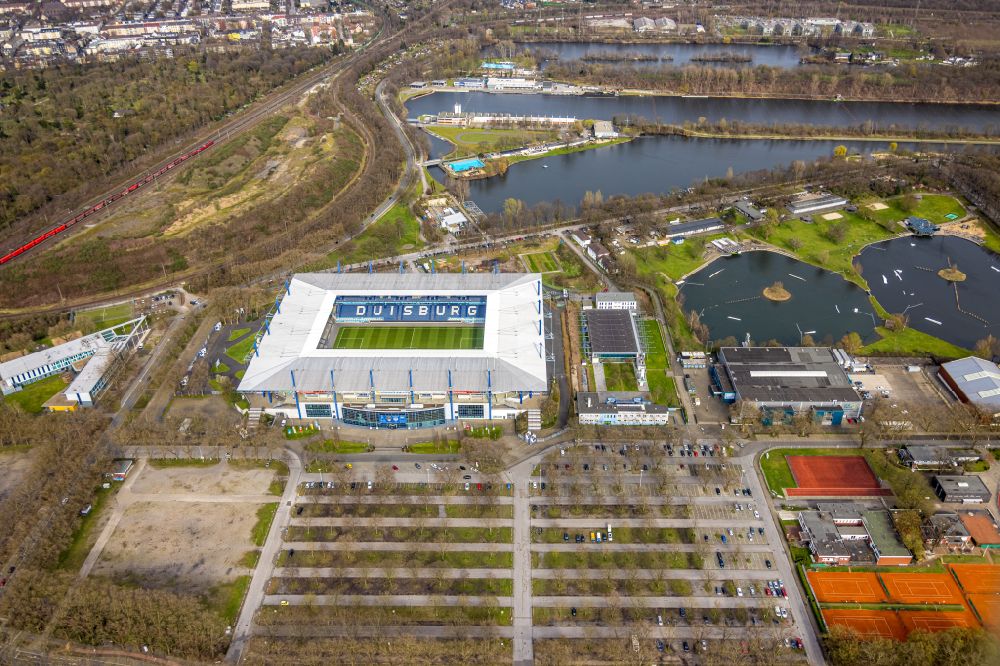Aerial image Duisburg - wedau Sports Park with the MSV-Arena in the district Neudorf-Sued in Duisburg at Ruhrgebiet in North Rhine-Westphalia