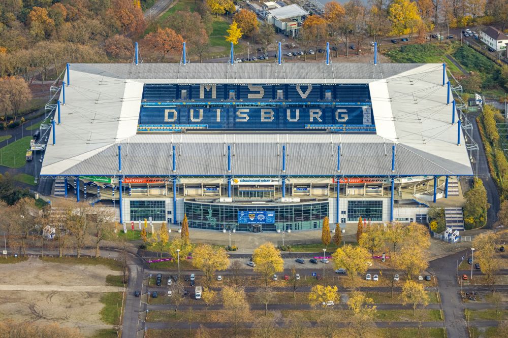 Aerial image Duisburg - Wedau Sports Park with the MSV-Arena in the district Neudorf-Sued in Duisburg at Ruhrgebiet in North Rhine-Westphalia