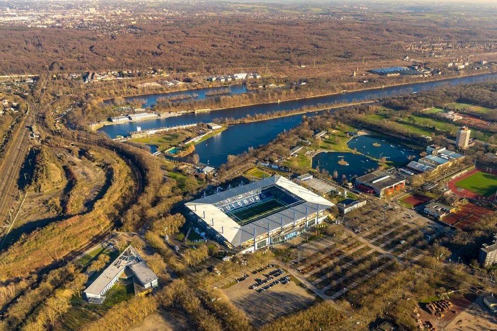Aerial photograph Duisburg - Wedau Sports Park with the MSV-Arena (formerly Wedaustadion) in Duisburg in North Rhine-Westphalia