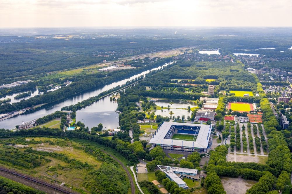 Aerial photograph Duisburg - Wedau Sports Park with the MSV-Arena (formerly Wedaustadion) in Duisburg at Ruhrgebiet in North Rhine-Westphalia
