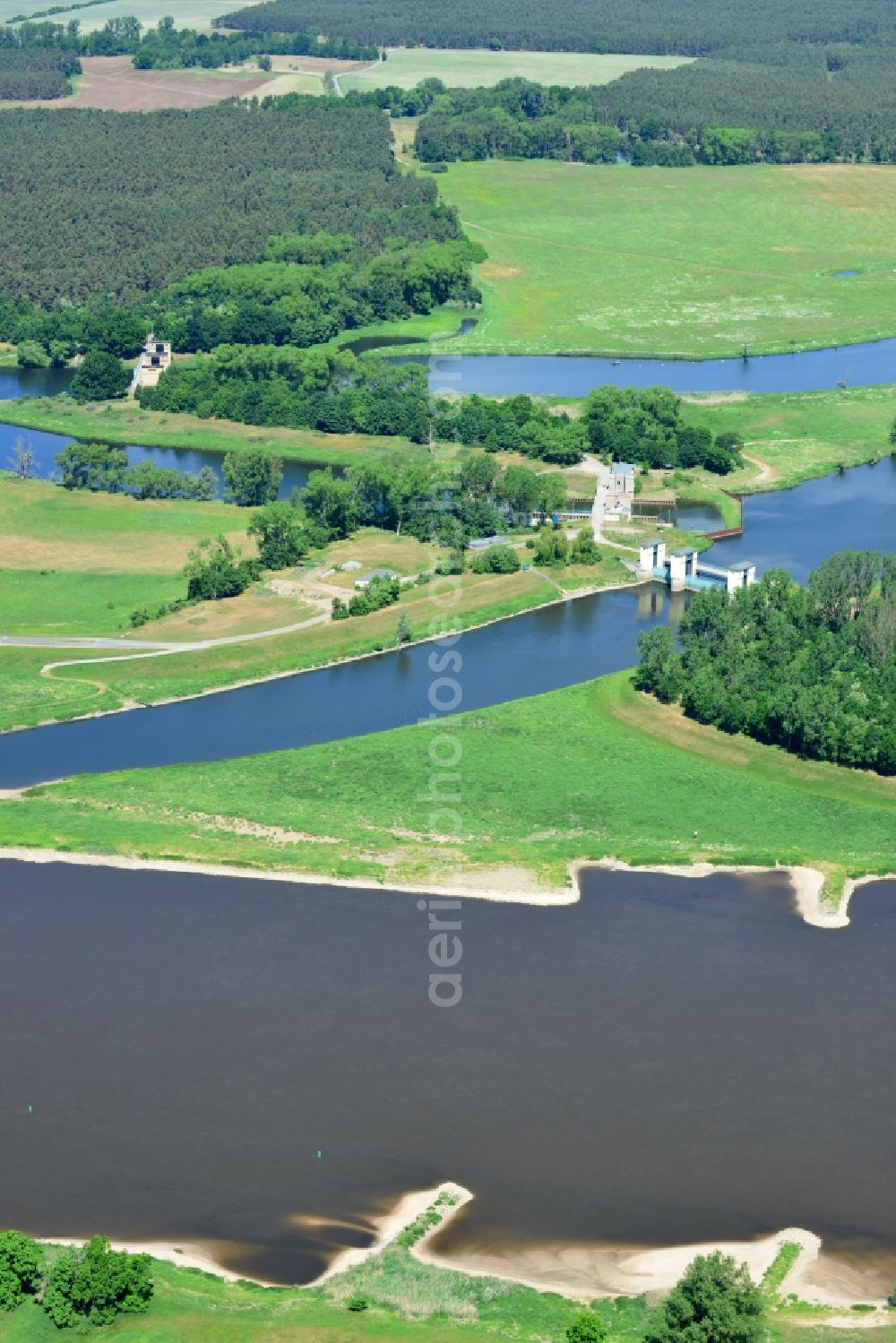 Aerial photograph Quitzöbel - Weirgroup Quitzoebel between the Elbe and Havel river in the state Brandenburg / Saxony-Anhalt