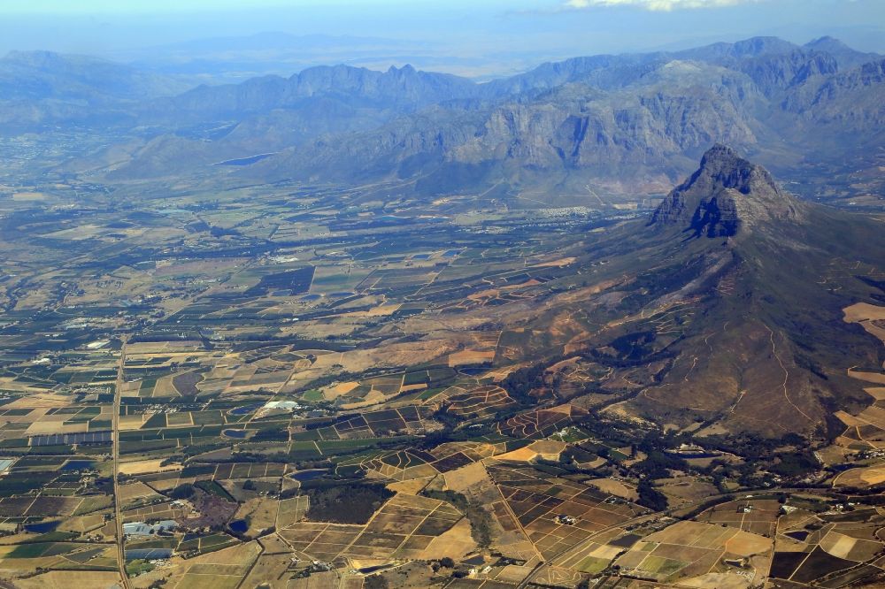 Pearl Valley from above - Agricultural and mountain landscape in the vineyard area in Pearl Valley, in the district Cape Winelands in Western Cape, South Africa