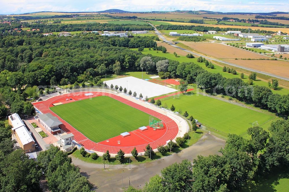 Aerial image Zittau - The stadium in the Weinau in Zittau. This is a venue for the 18th Weinaustadion European Senior Championships in Athletics. The European Athletics Championships of the seniors will be held during August 2012