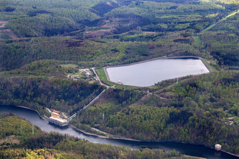 Aerial photograph Thale - Wendefurth pump storage reservoir in the Harz Mountains in Wendefurt - Hasselfelde in the state of Saxony-Anhalt