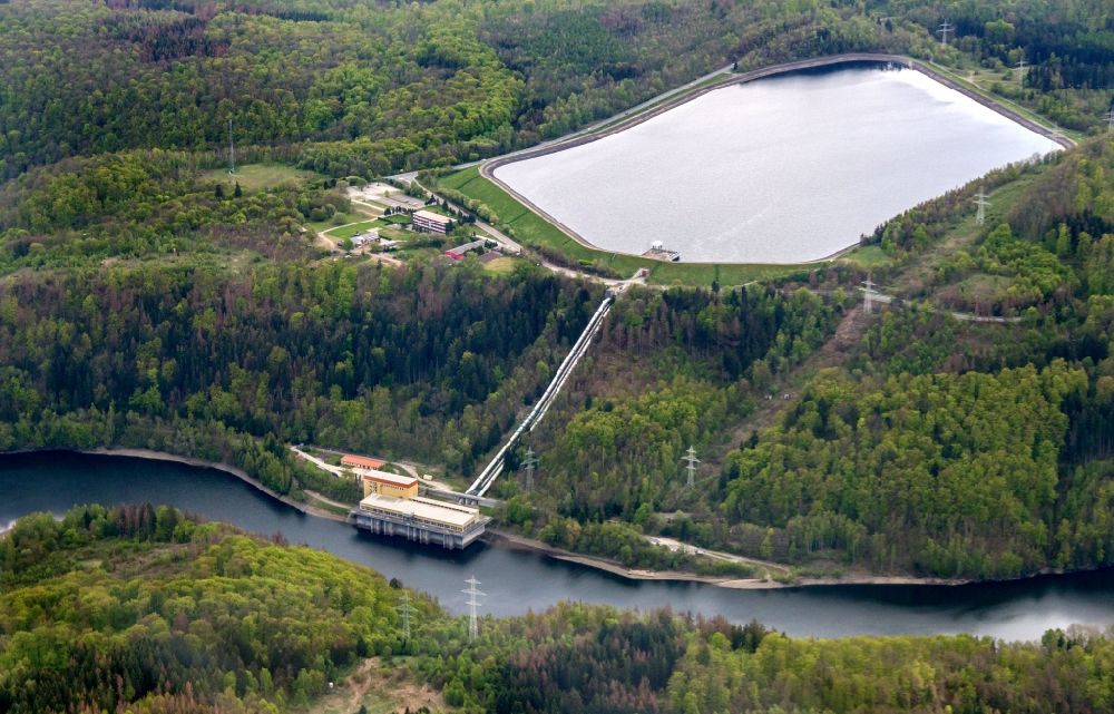 Thale from above - Wendefurth pump storage reservoir in the Harz Mountains in Wendefurt - Hasselfelde in the state of Saxony-Anhalt