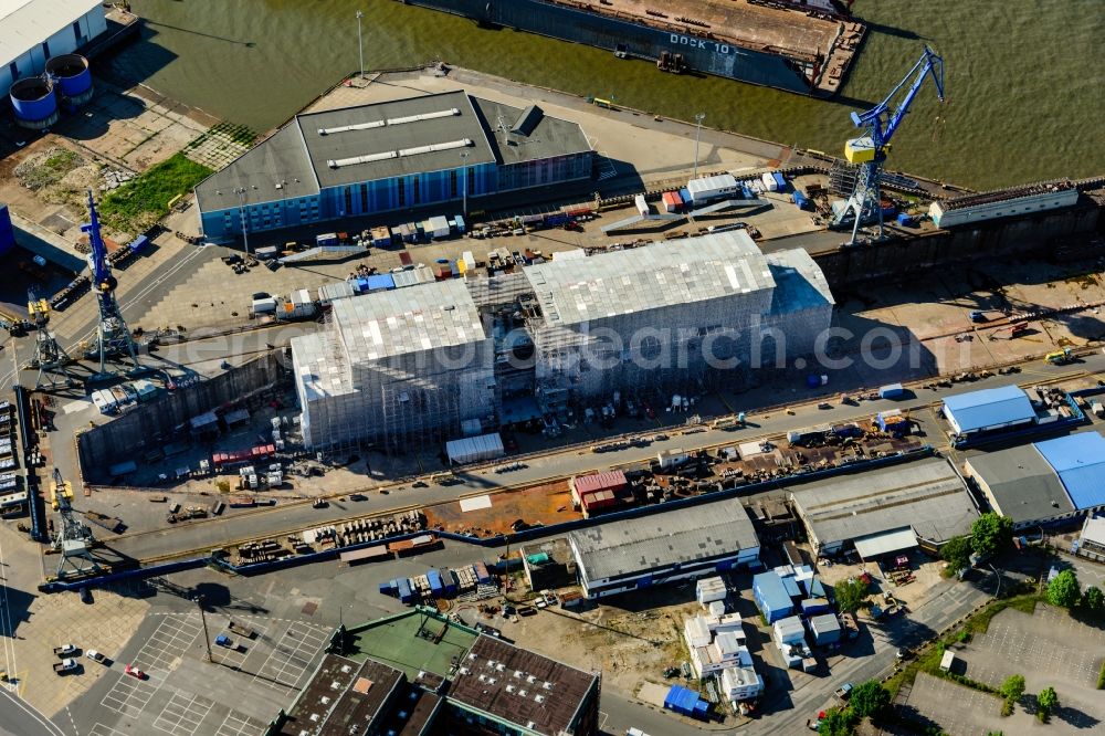 Aerial image Hamburg - Shipyard - site of the Blohm + Voss Dock Elbe 17 in Hamburg, Germany