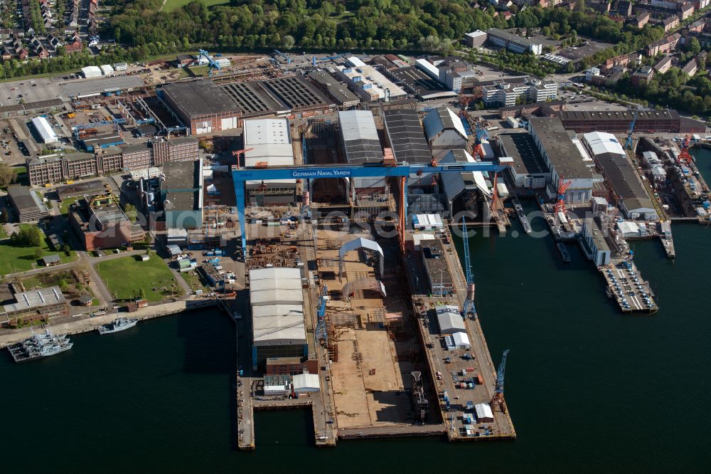 Kiel from the bird's eye view: Shipyard - site of the Lindenau Shipyard in Kiel in the state Schleswig-Holstein, Germany