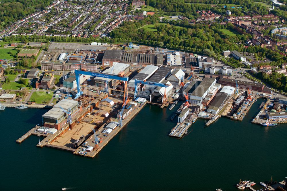 Aerial image Kiel - Shipyard - site of the Lindenau Shipyard in Kiel in the state Schleswig-Holstein, Germany