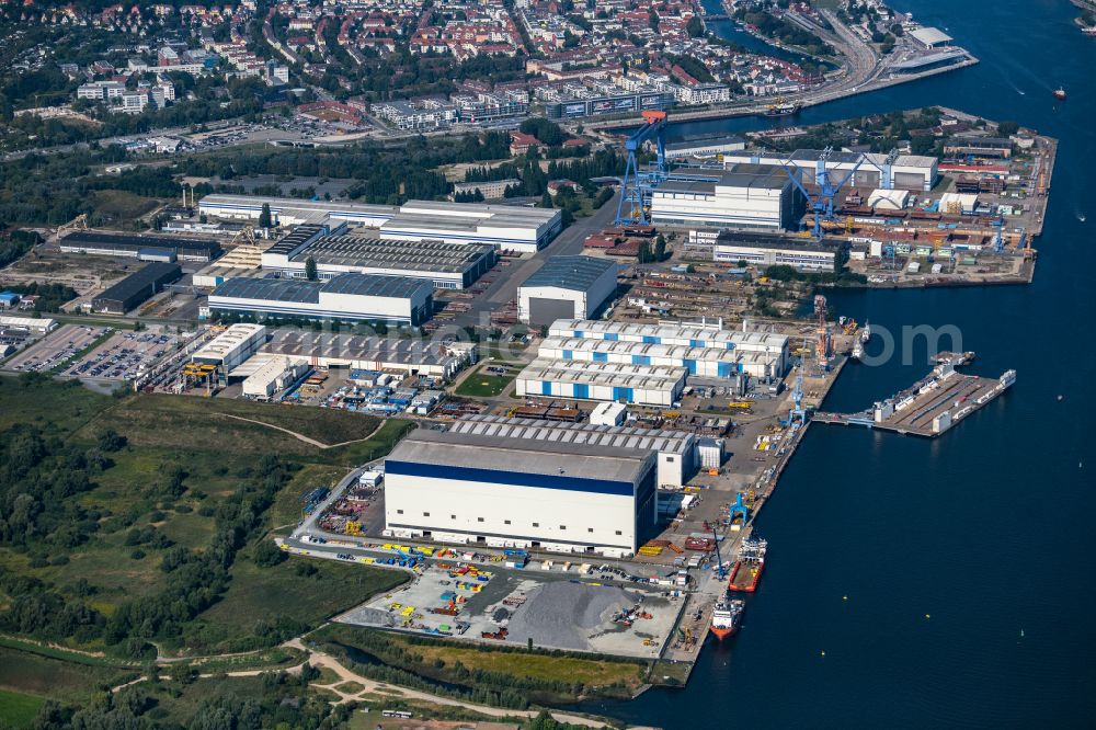 Rostock from above - Shipyard - site of the Neptun Werft in Rostock in the state Mecklenburg - Western Pomerania, Germany