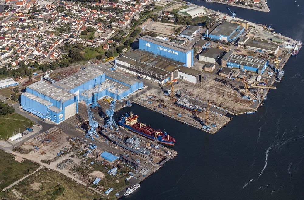 Aerial image Wolgast - Shipyard - site of the Peenewerft in Wolgast in the state Mecklenburg - Western Pomerania, Germany