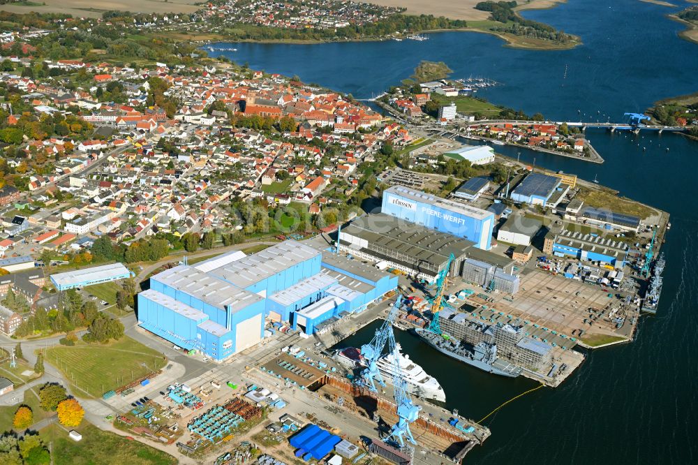 Aerial photograph Wolgast - Shipyard - site of the Peenewerft in Wolgast in the state Mecklenburg - Western Pomerania, Germany