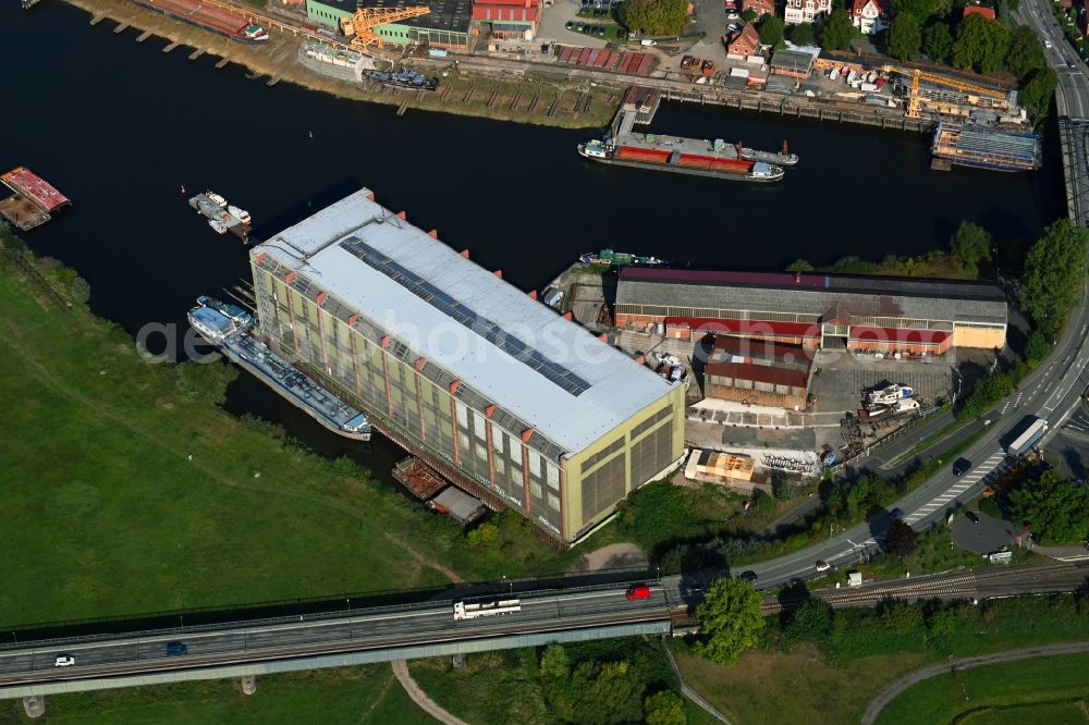 Aerial image Lauenburg Elbe - Shipyard on the banks in Lauenburg Elbe in the state Schleswig-Holstein