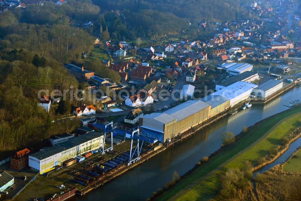 Aerial photograph Boizenburg/Elbe - Shipyard - site Boize River in Boizenburg/Elbe in the state Mecklenburg - Western Pomerania
