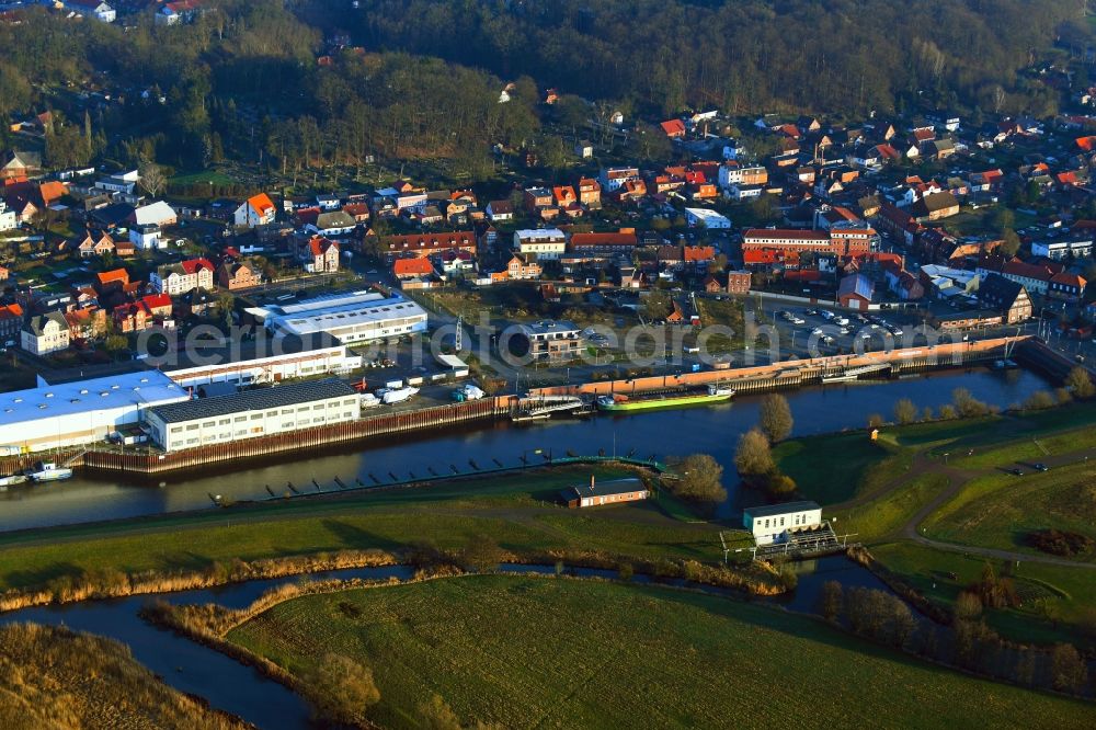 Boizenburg/Elbe from above - Shipyard - site Boize River in Boizenburg/Elbe in the state Mecklenburg - Western Pomerania