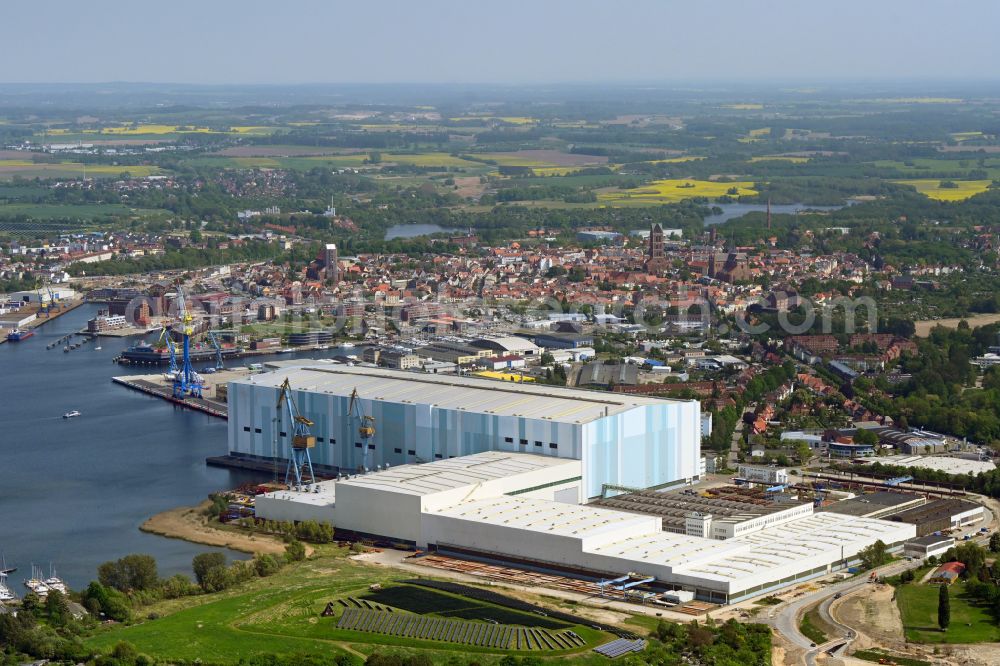 Hansestadt Wismar from the bird's eye view: Shipyard - site of the MV Werften Wismar in Wismar in the state Mecklenburg - Western Pomerania, Germany