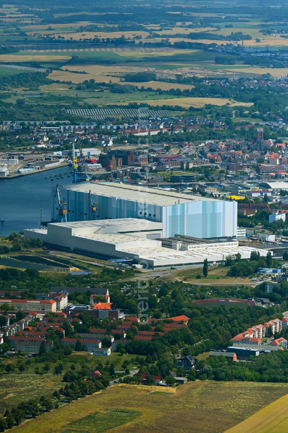 Aerial photograph Hansestadt Wismar - Shipyard - site of the MV Werften Wismar in Wismar in the state Mecklenburg - Western Pomerania, Germany