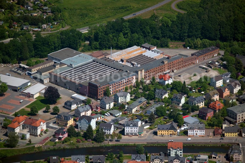 Aerial image Flöha - Building and production halls on the premises of Altran Deutschland S.A.S. & Co. KG and of OTEX Textilveredlung GmbH on Heinrich-Heine-Strasse in Floeha in the state Saxony, Germany