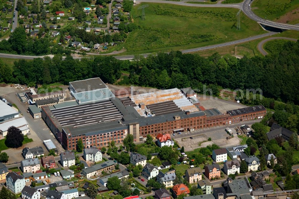 Aerial photograph Flöha - Building and production halls on the premises of Altran Deutschland S.A.S. & Co. KG and of OTEX Textilveredlung GmbH on Heinrich-Heine-Strasse in Floeha in the state Saxony, Germany