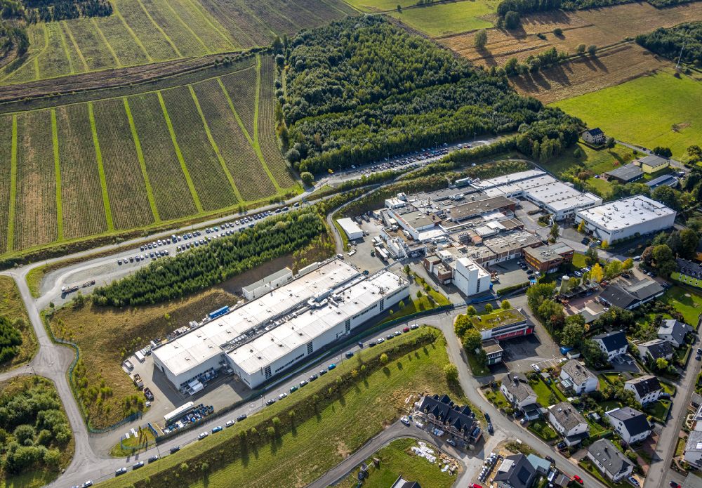 Aerial image Bestwig - Building and production halls on the premises of Arconic in Bestwig in the state North Rhine-Westphalia, Germany