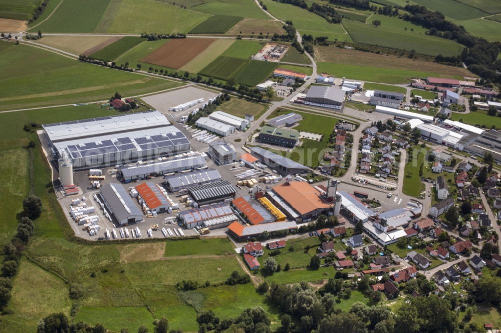 Ziemetshausen from above - Buildings and production halls on the premises of the company Asta Holzwerk GmbH in Ziemetshausen in the state Bavaria, Germany