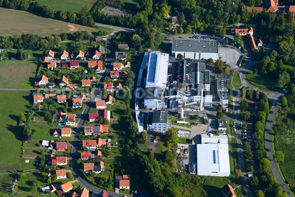 Aerial image Bad Gandersheim - Building and production halls on the premises Auer Lighting GmbH on street Hildesheimer Strasse in Bad Gandersheim in the state Lower Saxony, Germany