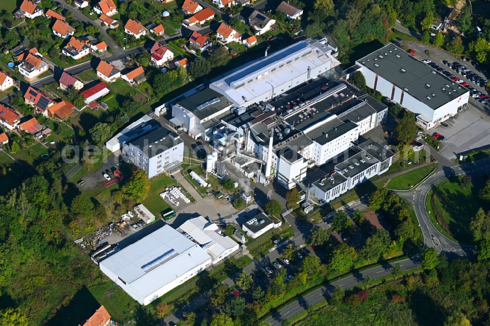 Aerial photograph Bad Gandersheim - Building and production halls on the premises Auer Lighting GmbH on street Hildesheimer Strasse in Bad Gandersheim in the state Lower Saxony, Germany