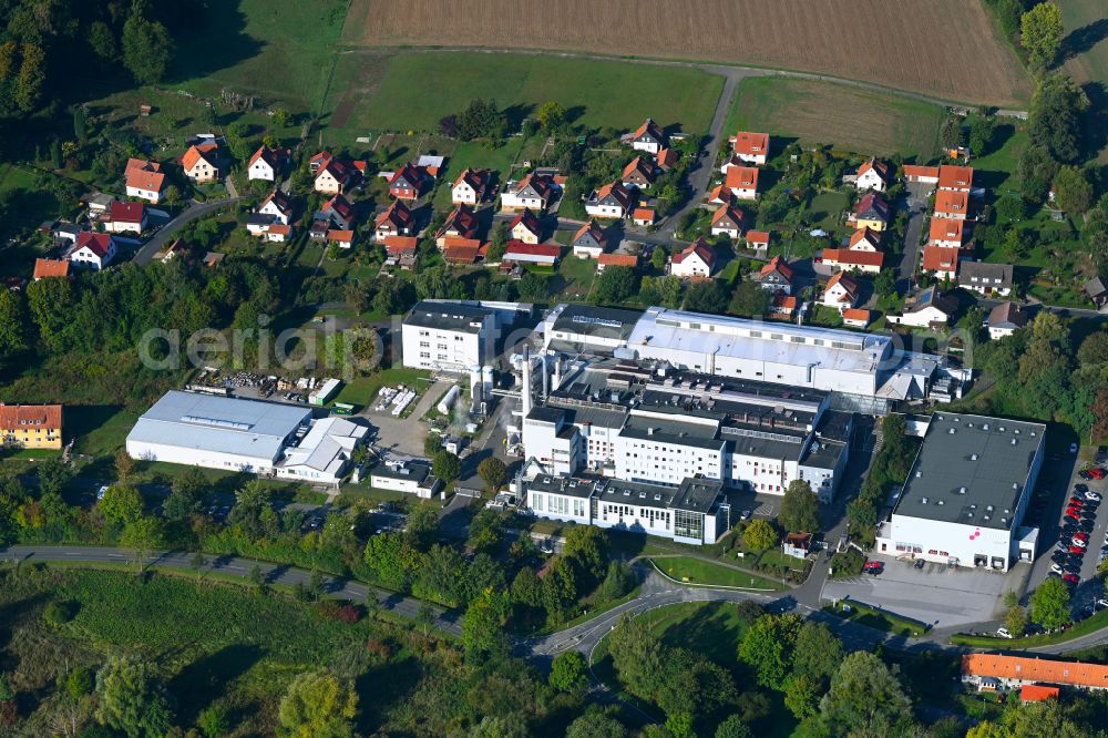 Bad Gandersheim from the bird's eye view: Building and production halls on the premises Auer Lighting GmbH on street Hildesheimer Strasse in Bad Gandersheim in the state Lower Saxony, Germany