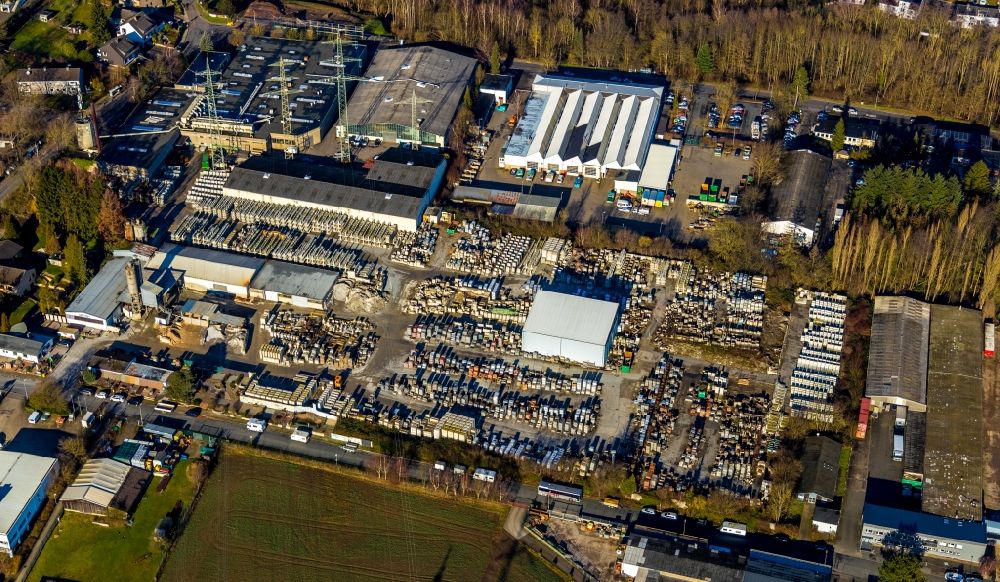 Aerial photograph Herdecke - Building and production halls on the premises of Basamentwerke Boecke GmbH on Loerfeldstrasse in the district Ostende in Herdecke in the state North Rhine-Westphalia, Germany