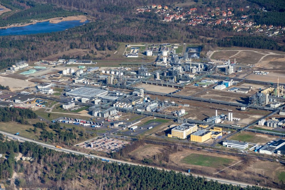 Schwarzheide from the bird's eye view: View of factory premises of BASF Schwarzheide GmbH in Brandenburg