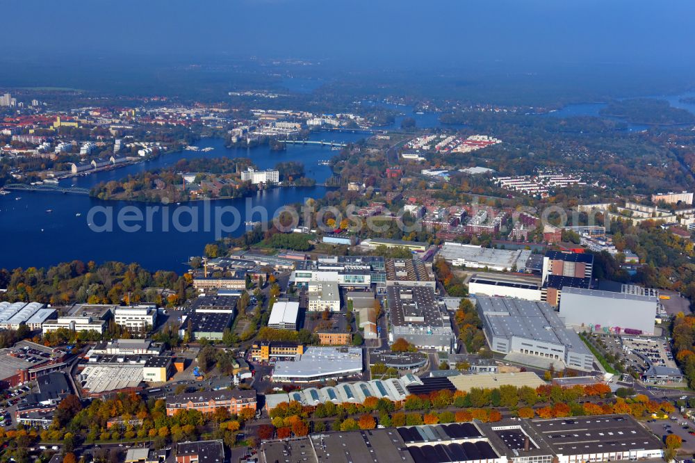Berlin from the bird's eye view: Factory area of the Bayerische Motoren Werke of BMW AG motorcycle plant at the Juliusturm in the district of Spandau in Berlin, Germany
