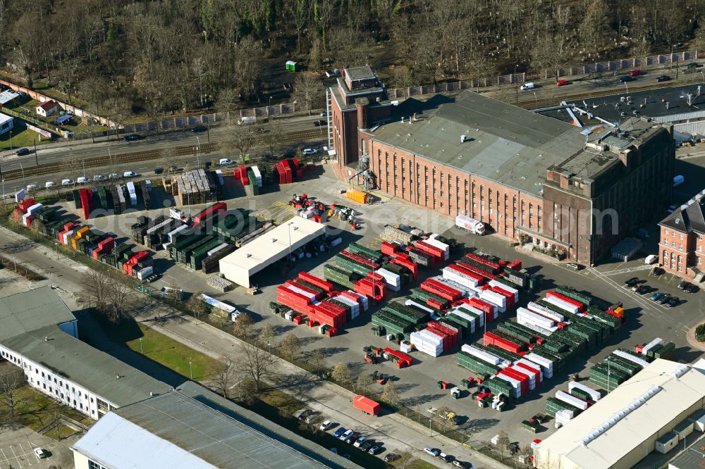 Berlin from above - Building and production halls on the premises of the brewery Berliner-Kindl-Schultheiss-Brauerei on Indira-Gandhi-Strasse in the district Hohenschoenhausen in Berlin, Germany
