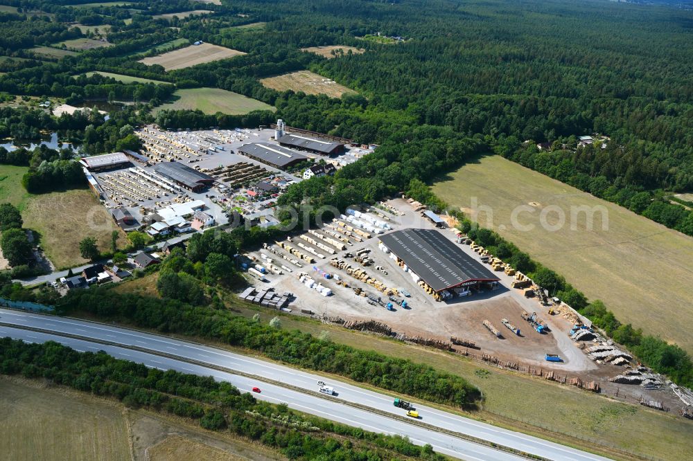 Daldorf from the bird's eye view: Building and production halls on the premises Bernd Jorkisch GmbH & Co. KG on street Hoken in Daldorf in the state Schleswig-Holstein, Germany