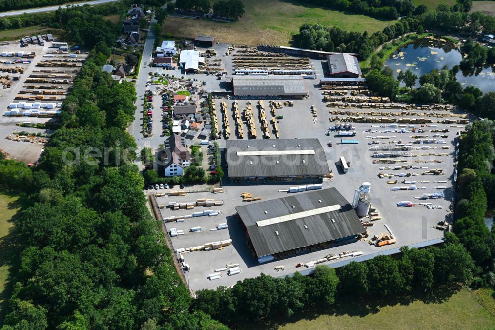 Daldorf from above - Building and production halls on the premises Bernd Jorkisch GmbH & Co. KG on street Hoken in Daldorf in the state Schleswig-Holstein, Germany