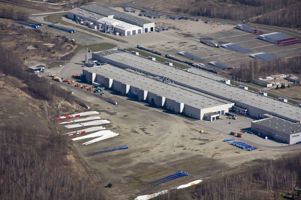 Aerial photograph Lauchhammer - Blade - Manufacture of Vestas Blades GmbH in Germany in Brandenburg Lauchhammer