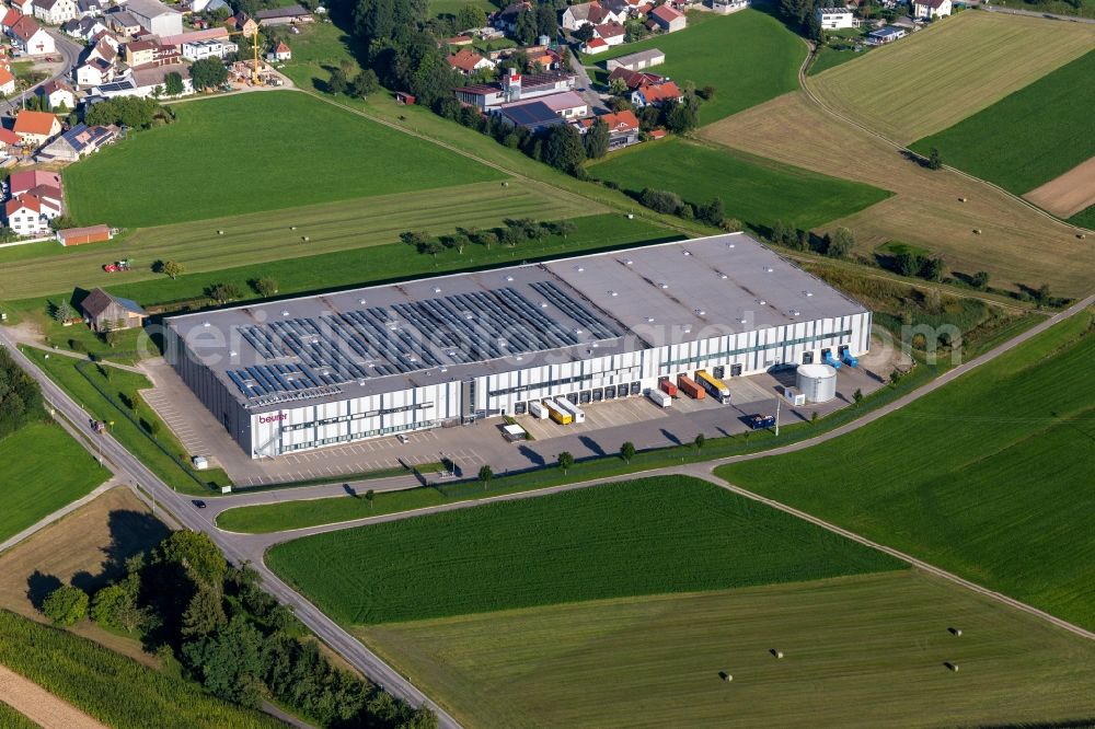 Aerial image Uttenweiler - Building and production halls on the premises of Beurer GmbH in Uttenweiler in the state Baden-Wuerttemberg, Germany