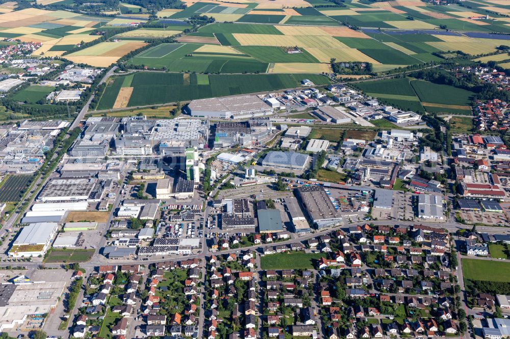 Landshut from above - Building and production halls on the premises of BMW factory 4.1 Landshut on Ohmstrasse in Landshut in the state Bavaria, Germany