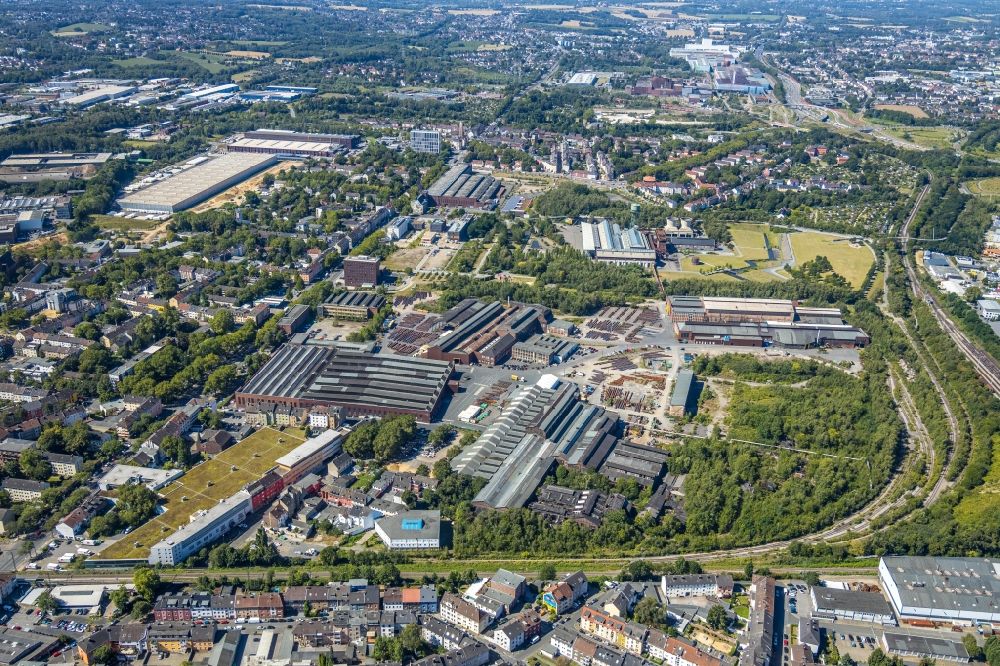 Aerial photograph Bochum - Building and production halls on the premises of Bochumer Verein Verkehrstechnik GmbH on Alleestrasse in Bochum in the state North Rhine-Westphalia, Germany