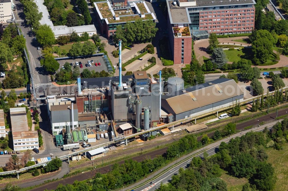 Aerial photograph Ingelheim am Rhein - Building and production halls on the premises of the chemical manufacturers Boehringer Ingelheim Pharma GmbH & Co. KG in Ingelheim am Rhein in the state Rhineland-Palatinate, Germany