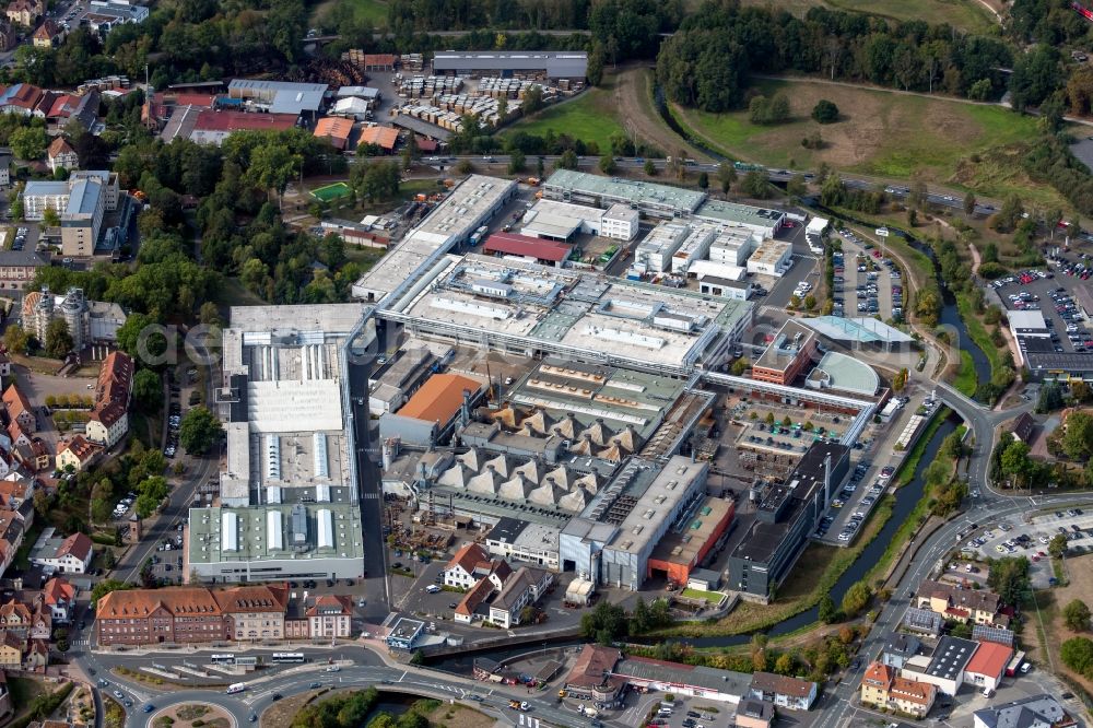 Aerial image Lohr am Main - Building and production halls on the premises of Bosch Rexroth AG Zum Eisengiesser in Lohr am Main in the state Bavaria, Germany