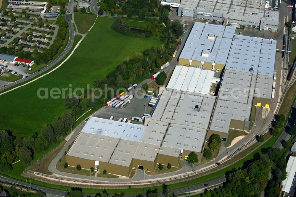 Dillingen an der Donau from above - Building and production halls on the premises of BSH Hausgeraete GmbH on Robert-Bosch-Strasse in Dillingen an der Donau in the state Bavaria, Germany