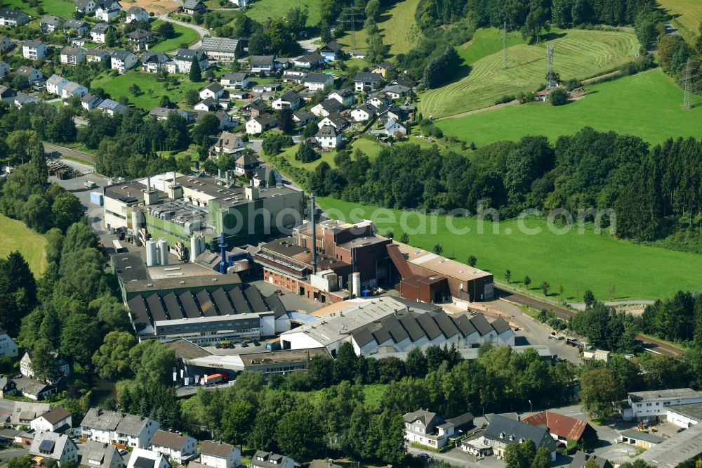 Meschede from the bird's eye view: Building and production halls on the premises of M. Busch GmbH & Co. KG factory Meschede in the district Wehrstapel in Meschede in the state North Rhine-Westphalia, Germany