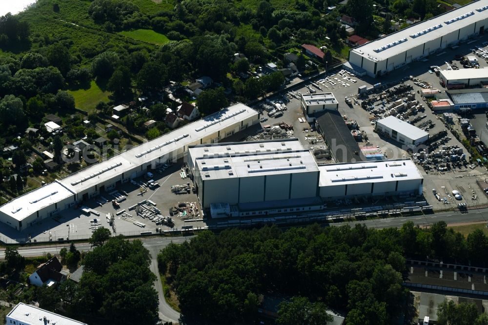 Aerial image Schwedt/Oder - Building and production halls on the premises of BUTTING Anlagenbau GmbH & Co. KG on Kuhheide in the district Vierraden in Schwedt/Oder in the state Brandenburg, Germany