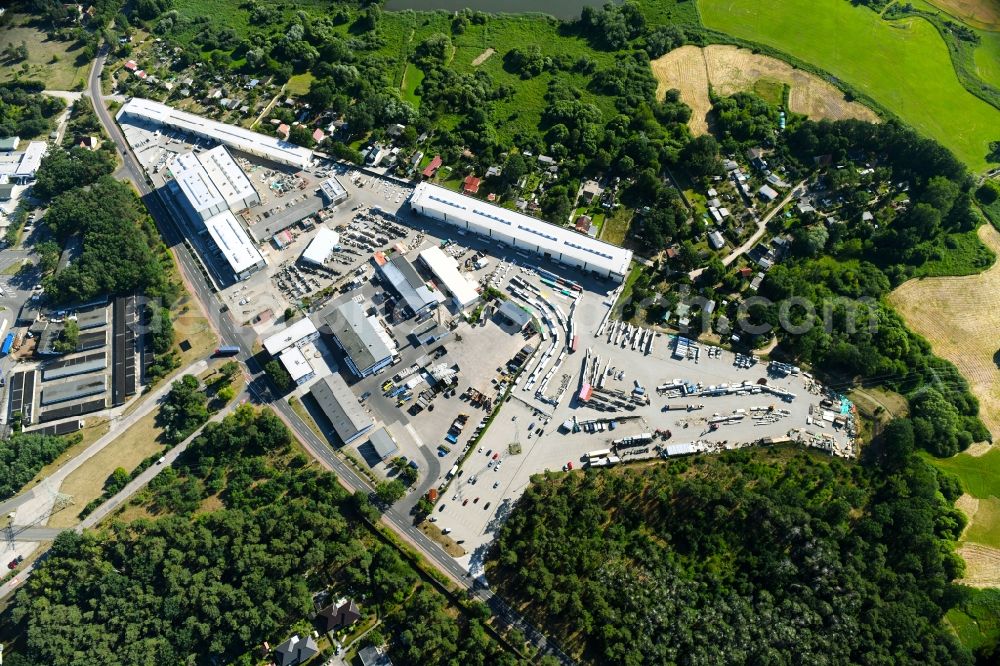 Schwedt/Oder from above - Building and production halls on the premises of BUTTING Anlagenbau GmbH & Co. KG on Kuhheide in the district Vierraden in Schwedt/Oder in the state Brandenburg, Germany