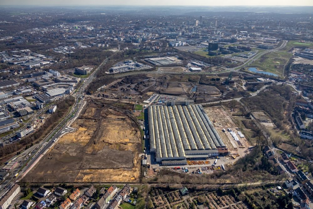 Aerial image Essen - Building and production halls on the premises of Cantec GmbH & Co. KG on Helenenstrasse in Essen in the state North Rhine-Westphalia