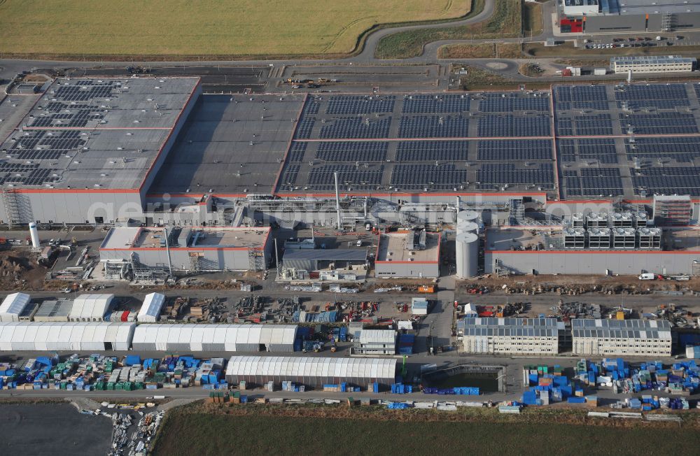 Amt Wachsenburg from the bird's eye view: Factory premises of Contemporary Amperex Technology Thuringia GmbH Am Luetzer Feld in the district Bittstaedt in the district Rudisleben in Arnstadt in the state Thuringia, Germany