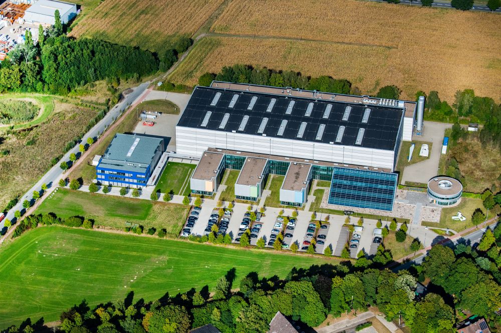 Stade from above - Building and production halls on the premises of CFK NORD Betriebsgesellschaft mbH & Co. KG on street Sophie-Scholl-Weg in Stade in the state Lower Saxony, Germany