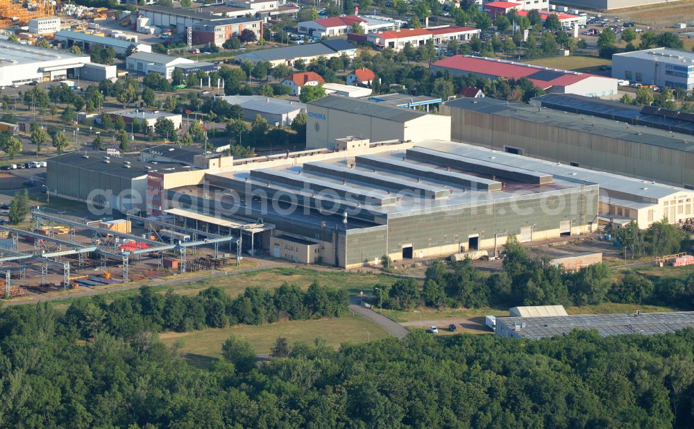 Aerial photograph Arnstadt - Building and production halls on the premises of CHEMA Prozess- and Systemtechnik GmbH on street Emil-Passburg-Strasse in Arnstadt in the state Thuringia, Germany