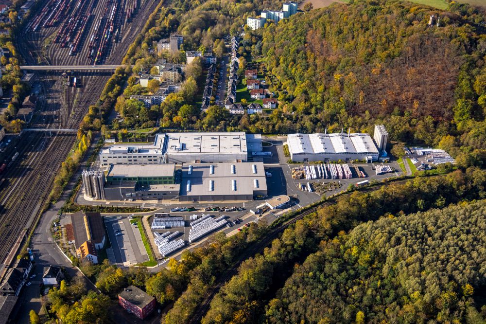 Hagen from above - Building and production halls on the premises of the chemical manufacturers Ewald Doerken AG in Hagen in the state North Rhine-Westphalia
