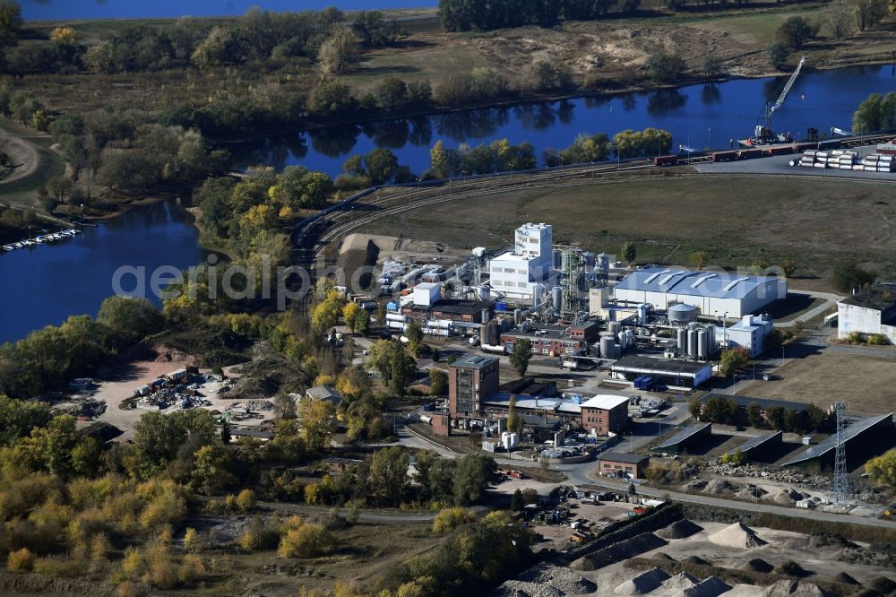 Wittenberge from the bird's eye view: Building and production halls on the premises of the chemical manufacturers IOI Oleochemicals GmbH in Wittenberge in the state Brandenburg, Germany
