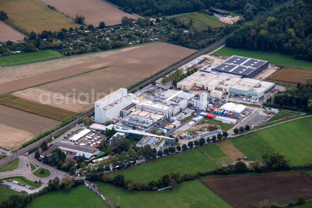 Weingarten (Baden) from the bird's eye view: Building and production halls on the premises of the chemical manufacturers KLEBCHEMIE M. G. Becker GmbH & Co. KG in Weingarten (Baden) in the state Baden-Wuerttemberg